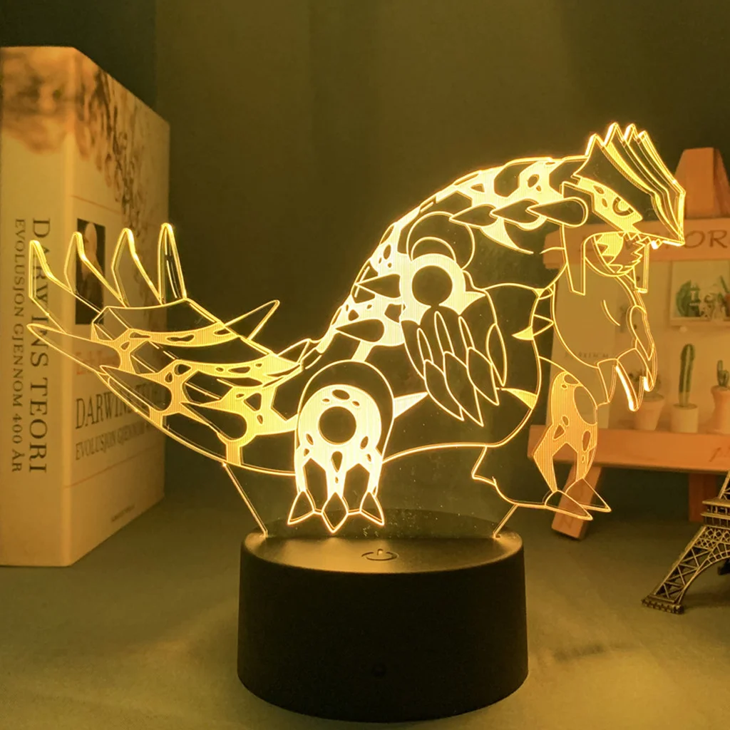 

Groudon Pokemon Anime Figures 3D Led Night Light Model Toys Children Bed Room Decor Birthday Gift Christmas Gift for Kid