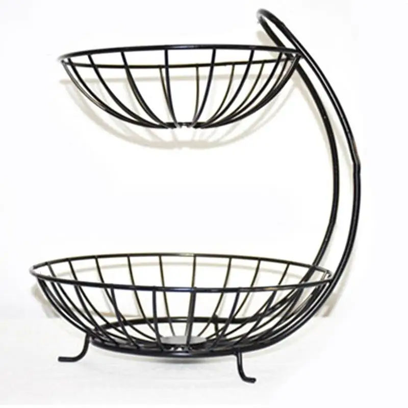 

Wrought Iron Double Layer Fruit Basket Metal Fruit Basket Banana Hanger Holder Organizer Metal Fruit Basket Kitchen Supplies