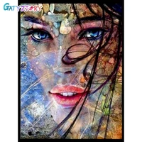 gatyztory painting by number colorful girl drawing on canvas handpainted figure art gift diy pictures by number kits home decor