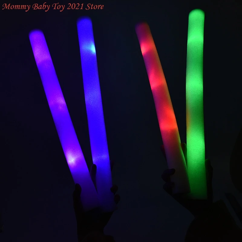 

10Pcs Light-Up Foam Sticks LED Soft Baton Rally Rave Glow Wands Multicolor Cheer Flashing Tube Concert for Festivals Birthdays