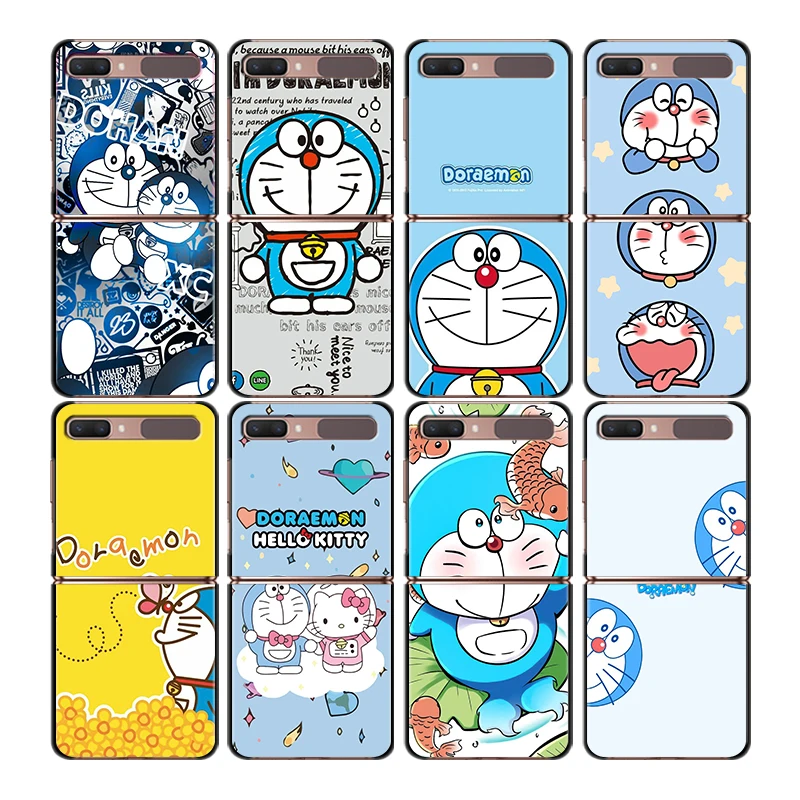 

Cute Anime Art Doraemon For Samsung Galaxy Z Flip 3 5G Black Fashion Mobile Shockproof Fundas Hard Cover Phone Case