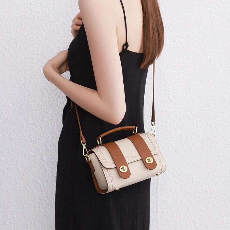 LOERSS Versatile Shoulderbag for Women Light Luxury Cowhide Crossbody Small Bags Commuter Shopping Handbag 2023 New Design