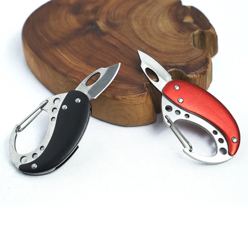 

Mini Pocket Cutting Tool Folding Knife Carabiner Portable Camping Peeler Keychain Outdoor Survival Tool