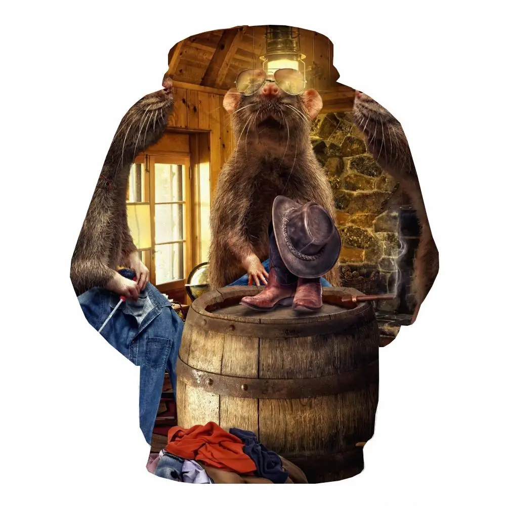 3d толстовки мужская повседневная толстовка с капюшоном в виде животного голубая