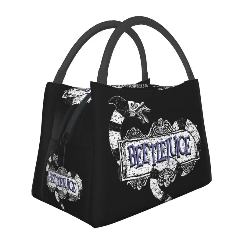 

Horror Beetlejuice Logo Thermal Insulated Lunch Bag Tim Burton Movie Resuable Lunch Tote for Camping Multifunction Meal Food Box