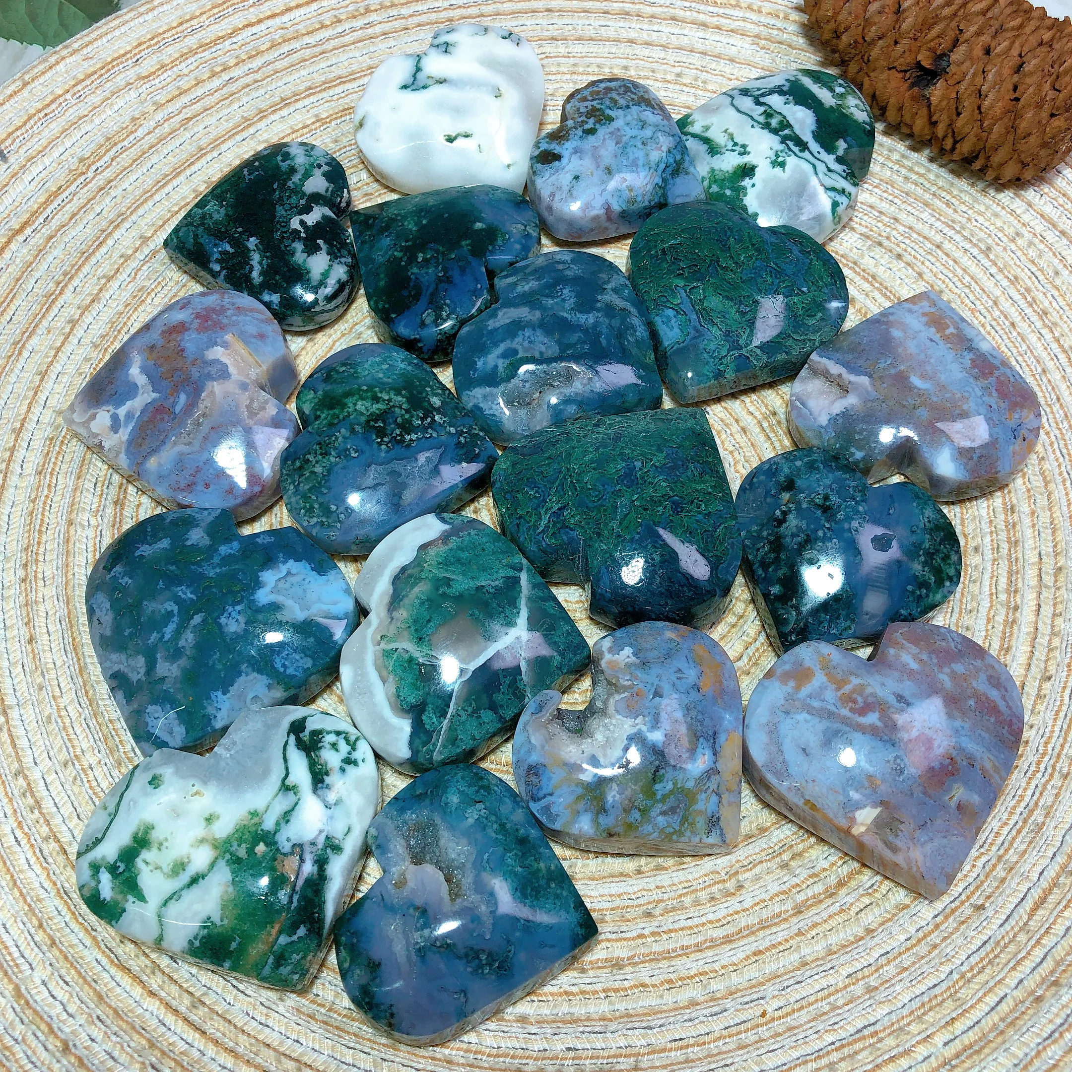 Восстанавливающий Природный Хрустальный мох агат сердечко минеральный камень