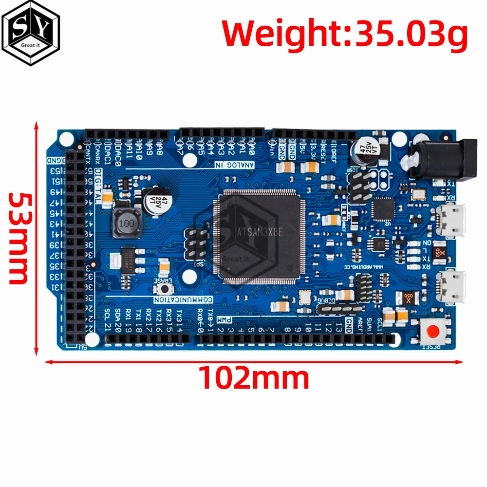 Официальная совместимая плата DUE R3 SAM3X8E 32-битная ARM Cortex-M3/ Mega2560 Duemilanove 2013 для Arduino Due