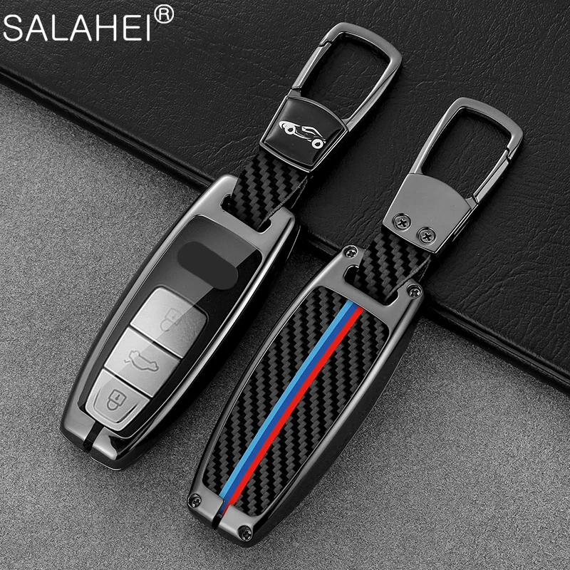 

Car Key Case Full Cover Shell Fob For Audi A3 A4 B9 A6 A7 4K A8 E-tron Q5 Q8 C8 D5 SQ8 Protector Holder Accessories Keychain