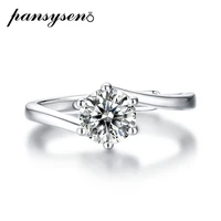 pansysen new classic 1ct 2ct 3ct real moissanite wedding engagement ring solid 925 sterling silver bridal fine jewelry wholeslae