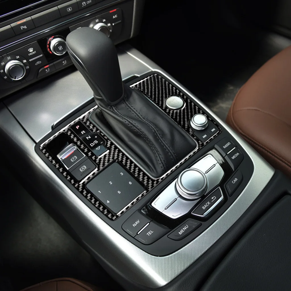 

For Audi A6 S6 C7 A7 S7 4G8 Carbon Fiber Central Control Transmission Shift Panel Car Goods Interior Covers Sticker trim