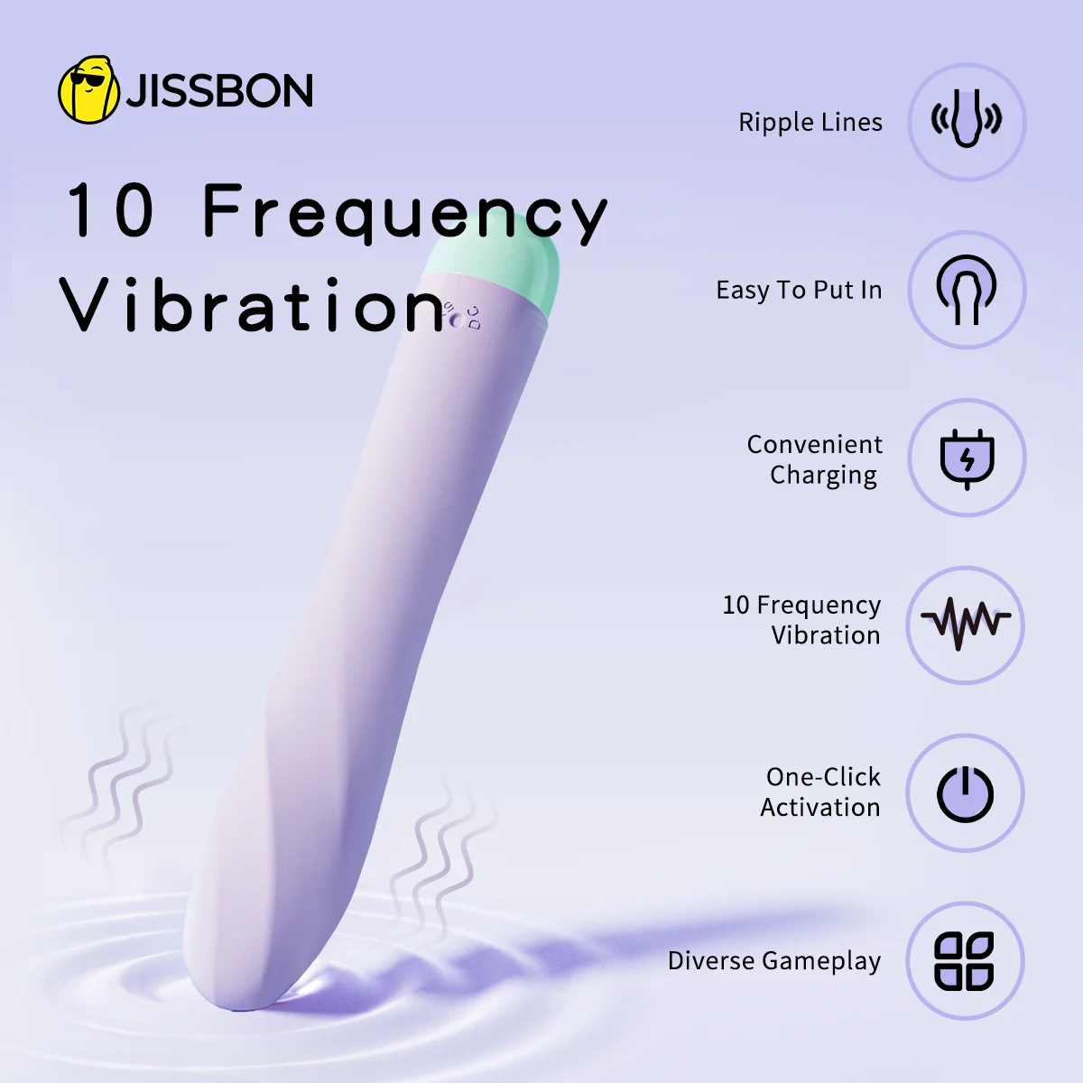 Вибратор-дилдо Jissbon G-spot Max Lollipop с 10 режимами вибрации