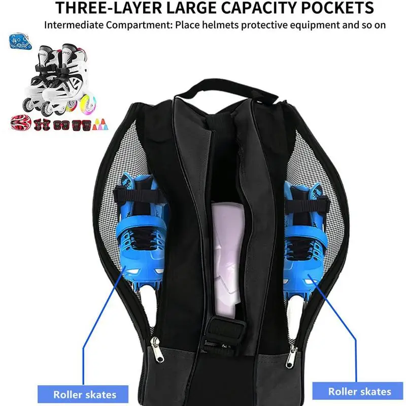 Skate Bags For Adults Large Capacity Roller Skate Bag With Adjustable Shoulder Strap Breathable Skating Shoes Storage Bag With