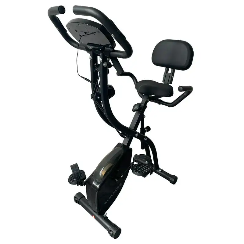 

in 1 Folding Exercise Bike with 8 Resistance Levels, Built-in Resistance Tube with Handle, Pulse Monitor, Tablet Holder, LCD Scr