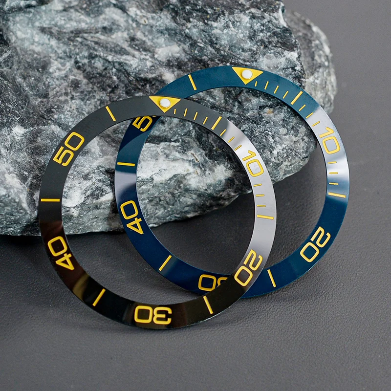 38mm*30.5mm Sloping Ceramic Bezel Diving watch Insert For Mens Watch Replace Accessories Watch Face Watch Bezel Inserts