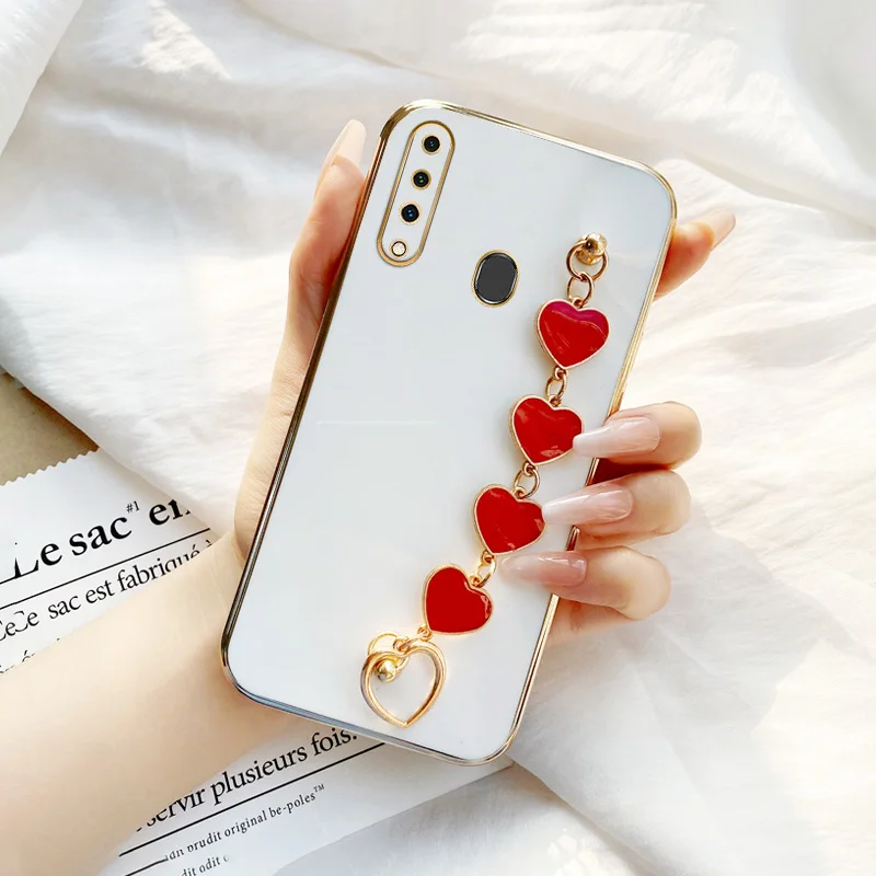 

Red Love Bracelet Case for Samsung Galaxy A20s A21s A22 M22 F22 A23 A30 A31 A32 M32 A33 A42 M42 5G Drip Glue Love Hanging Chain