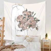 pink boy floral tapestry hippiewall hanging boho tapestry backdrop ceiling art wall carpet home decor for living room bedroom