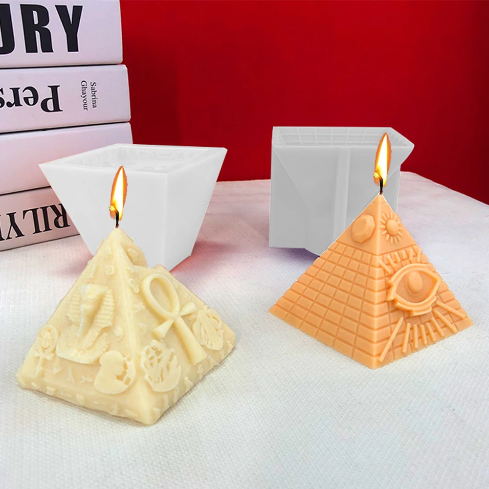 

3D Pyramid Silicone Candle Mold DIY Geometry Egyptian Building Craft Plaster Mould Epoxy Resin Ornament Making Molds Home Decor