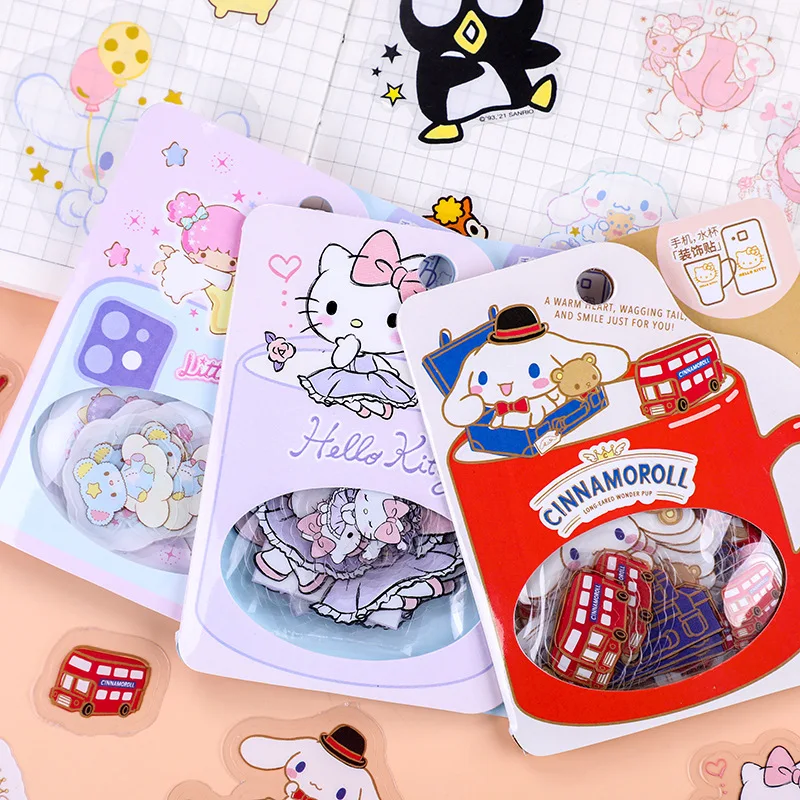 

Anime Kuromi My Melody Cinnamoroll PVC Sticker Handbook Material Sticker Pack Cute Cartoon Handbook Kt DIY Decorative Stickers