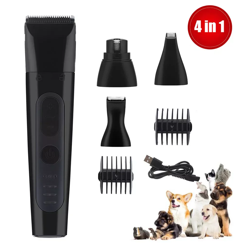 

NEW2023 4 In 1 Dog Nail Grinder Hair Clipper Dog Grooming Clippers Low-Noise Cutter For Trimming Pet Nail/Paw/Hair Trimmer Kit