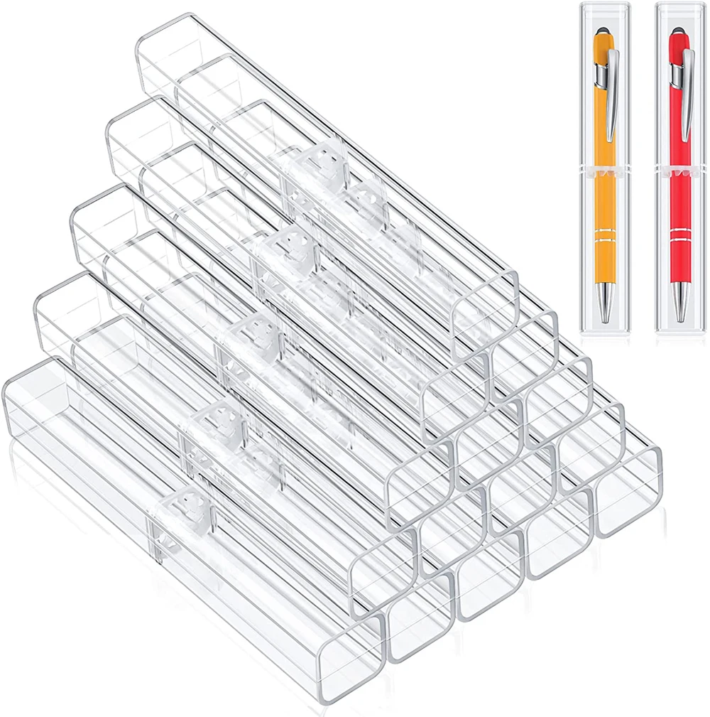 500Pcs/Lot Plastic Transparent Promotional Gift Pen Boxes Empty Clear Storage Pencil Case For Students School Office Supplies