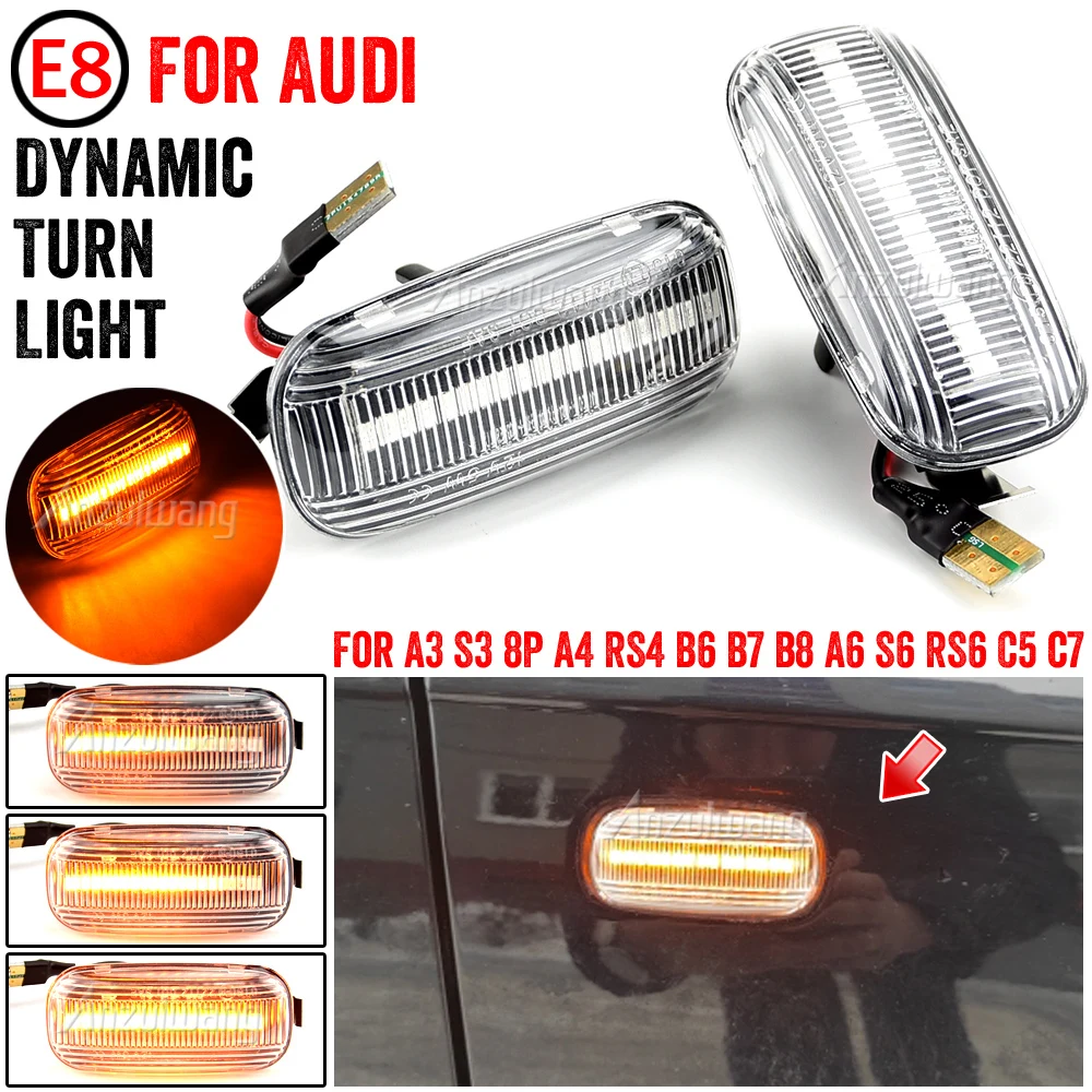 

2X Flowing Sequential Led Car Dynamic Flashing Blinker Side Marker Light For Audi A3 S3 8P A4 S4 RS4 B6 B7 B8 A6 S6 RS6 C5 C7