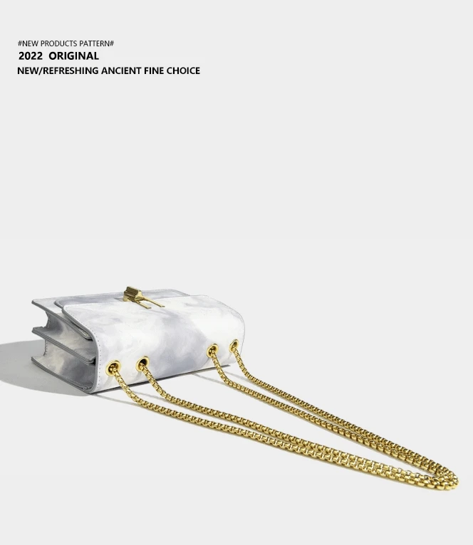 Elmsk Vintage Chain Gradient Casual Messenger Bag Women Fashion Leather Square Bag