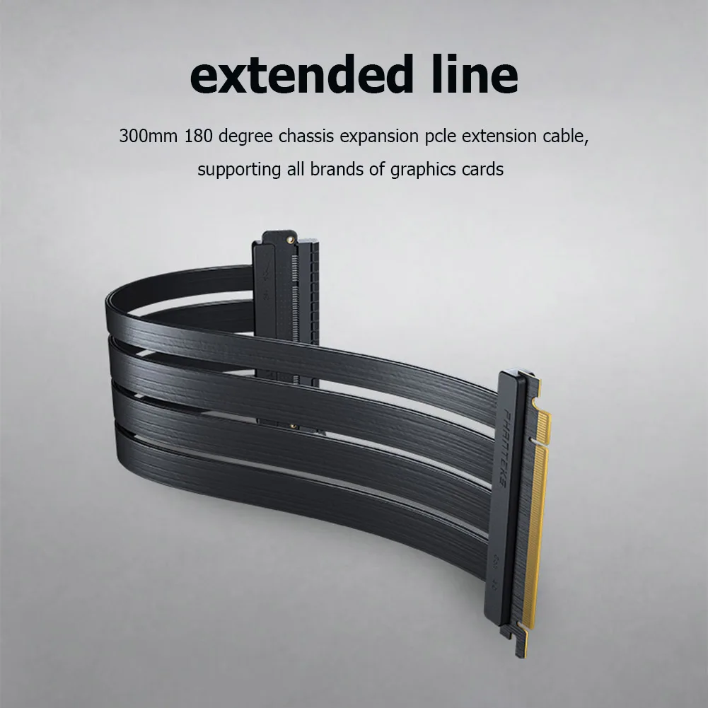 

PHANTEKS FL30 PCIE 4.0 x16 Riser Cable Graphics Card Extension Cable 300mm Card Riser Shielded Extender Anti-electromagnetic
