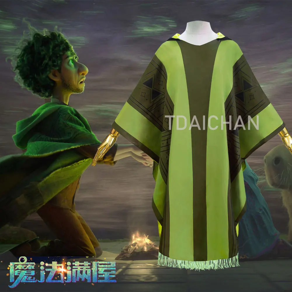 

Bruno Cosplay Costume Cloak Outfit Halloween Carnival Suit Hooded Green Long Coat Man Woman Adult Cos Cloth