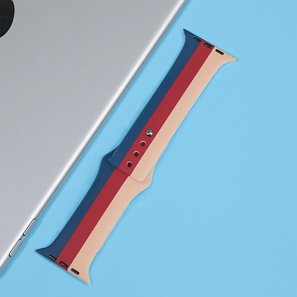 

Strap For Apple watch band 44mm 40mm 45mm 41mm 42mm 38mm 44 45 mm Printed silicone watchband bracelet iWatch serie 7 6 5 4 3 se