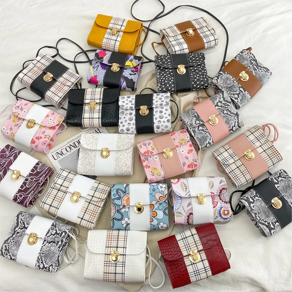 

Printed Women's Casual Lock Small Square One Shoulder-bag Crossbody Fashion Ladies Lipstick Cosmetics Carrying Mobile Phone Bags
