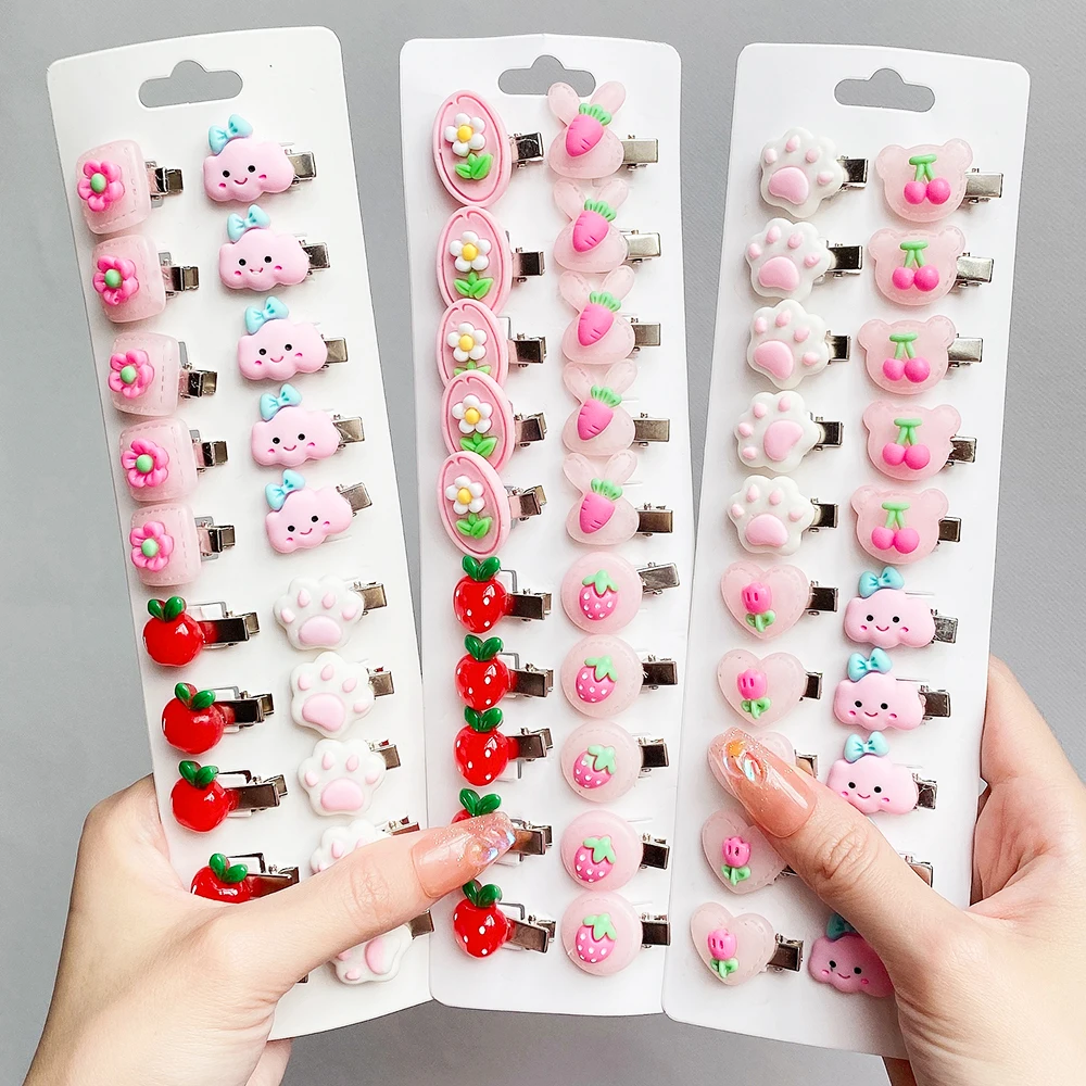 

5Pcs/Set Cute Sweet Mini Hair Clips For Girls Lovely Heart Kids Hairpins Cartoon Flower Hairpins Women Headwear Hair Accessories