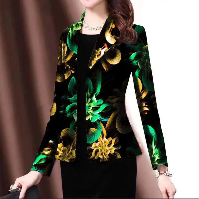 Весенне-летний тонкий пиджак женский корейский с принтом темпераментный