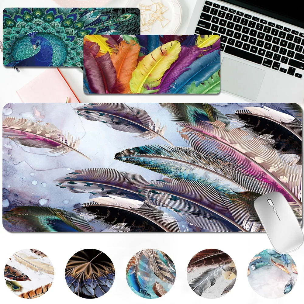 

2023 New Non-slip Gaming Mouse Pad Large PU Leather Mousepad Feather Series Laptop Notebook Desk Mats Office Computer Mouses Mat