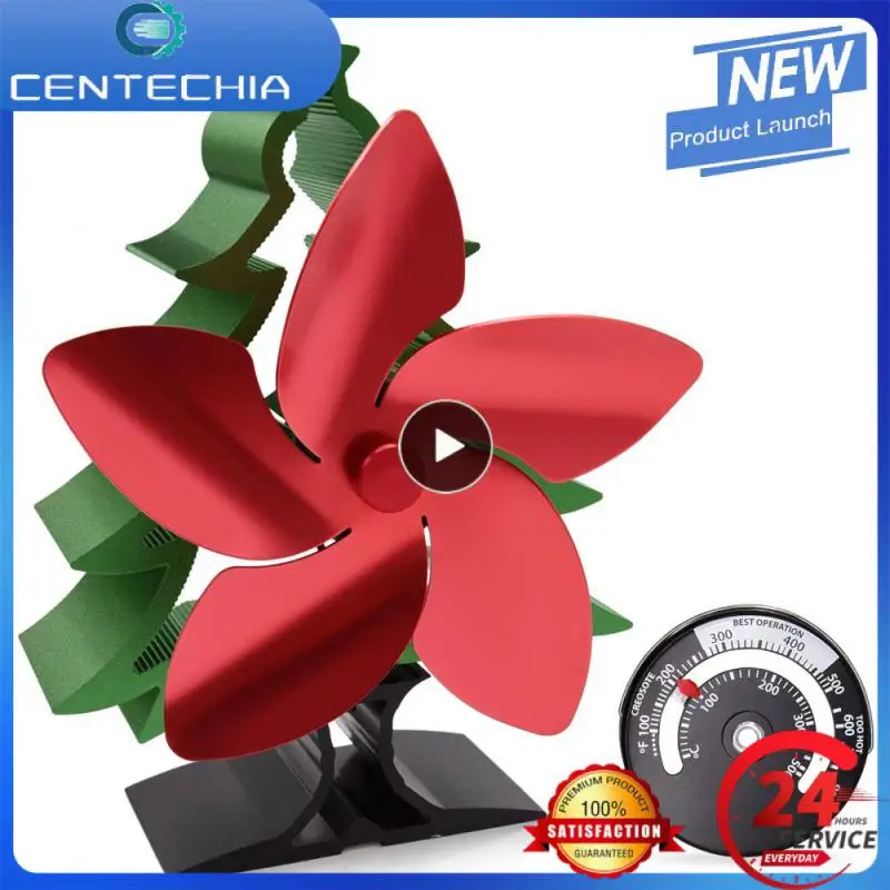 

1/2/3PCS Christmas Tree-shaped 5 Blade Fireplace Blower Fan Portable Thermal Power Furnace Fan Mini Noiseless Wood Stove Fan