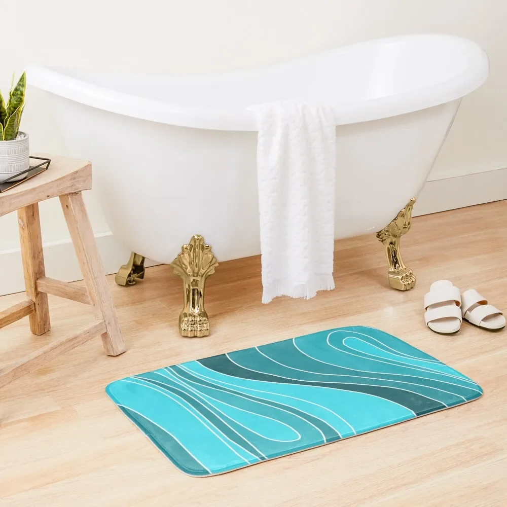 Абстрактный дизайн Aqua Blue Swirl сделанный из EndlessEmporium Коврик для ванной Аксессуары