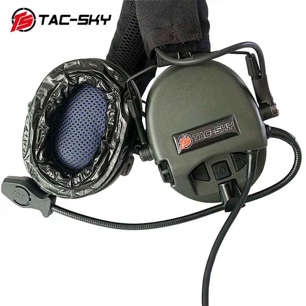 TAC-SKY Silicone Earmuffs Tactical Headphones TEA Hi-Threat Tier 1 Electronic Noise Cancelling Pickup Hunting Shooting Headset