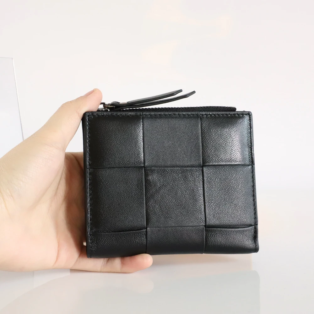 2022 B клетчатые кошельки из натуральной кожи с зажимом для денег женщин модный