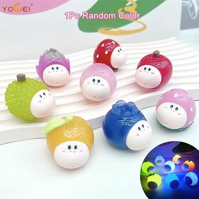 

1Pc Luminous Cartoon Jelly Fruit Ornament Mini Durian Strawberry Pitaya Doll Micro Landscape Decoration Dollhouse Miniature Toy