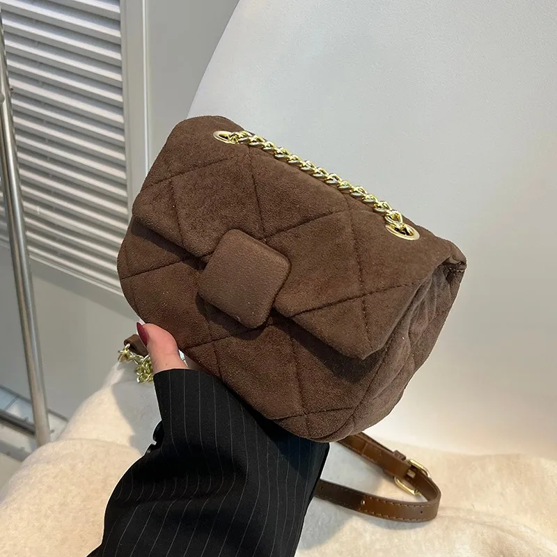 Women's Shoulder Bag Retro Nubuck Leather Lingge Pattern Women's Crossbody Mini Bag Brand Designer Girl's Purse Handbag Flap Bag