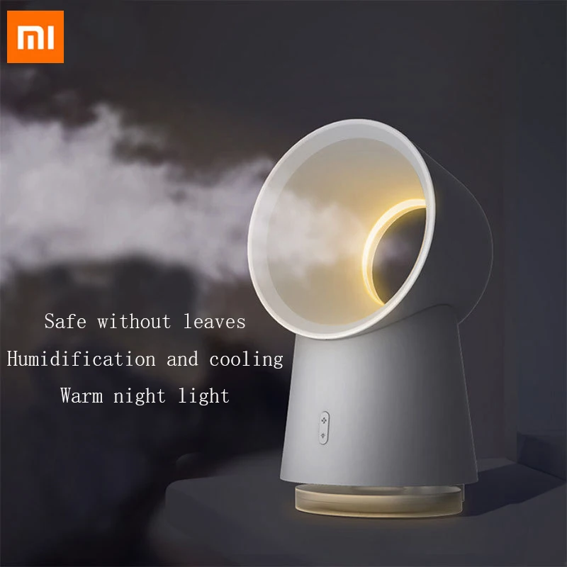 

Новинка Xiaomi Youpin HL 3 в 1 мини-вентилятор охлаждения без лопасти Настольный вентилятор увлажнитель воздуха со светодиодной подсветкой белый