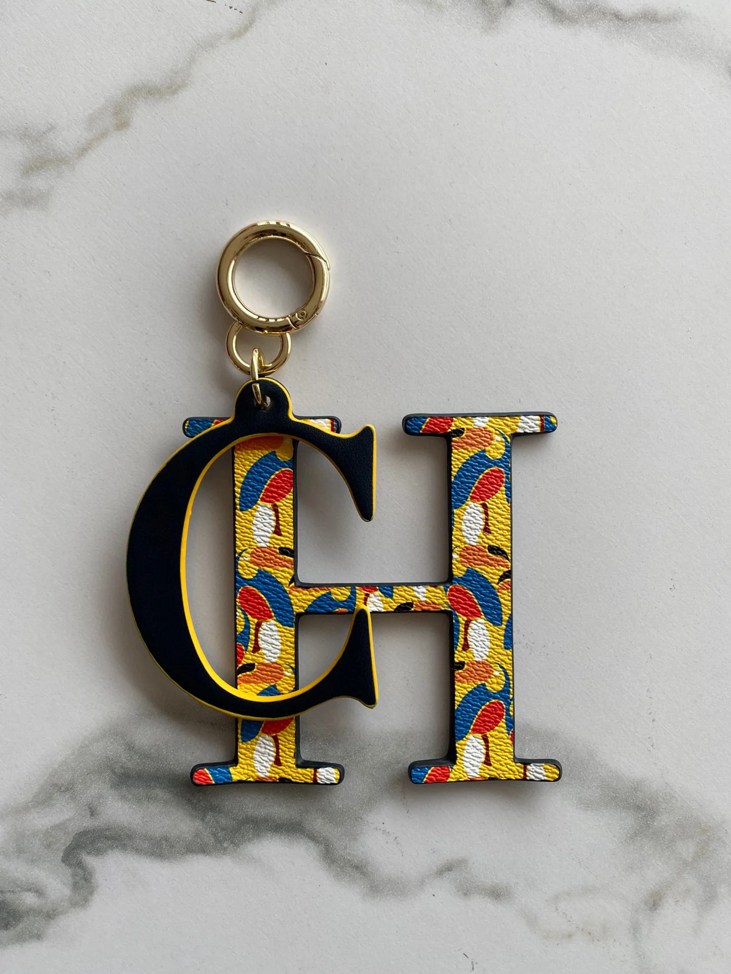 CILMI AHRVILL CHHC Bag Pendant Key Chain Mobile Accessories Logo Leather Material Metal Buckle Graffiti Design Color Overlay