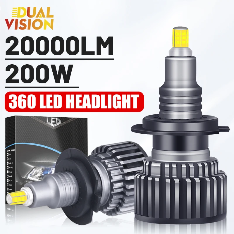 

Dualvision 200 лм 360 Вт H7 лампы головного света 9012 Автомобильная фара H1 светодиодный H11 9005 HIR2 H8 H9 9006 HB3 HB4 CSP чип Противотуманные фары Mini 12 В