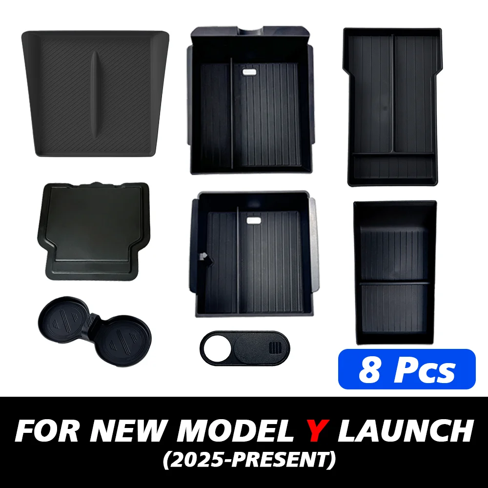 

Для Tesla New Model Y 2025 Launch Juniper Teslajuniper ABS с силиконовым нескользящим ковриком, консолью и подлокотником, верхний ящик для хранения