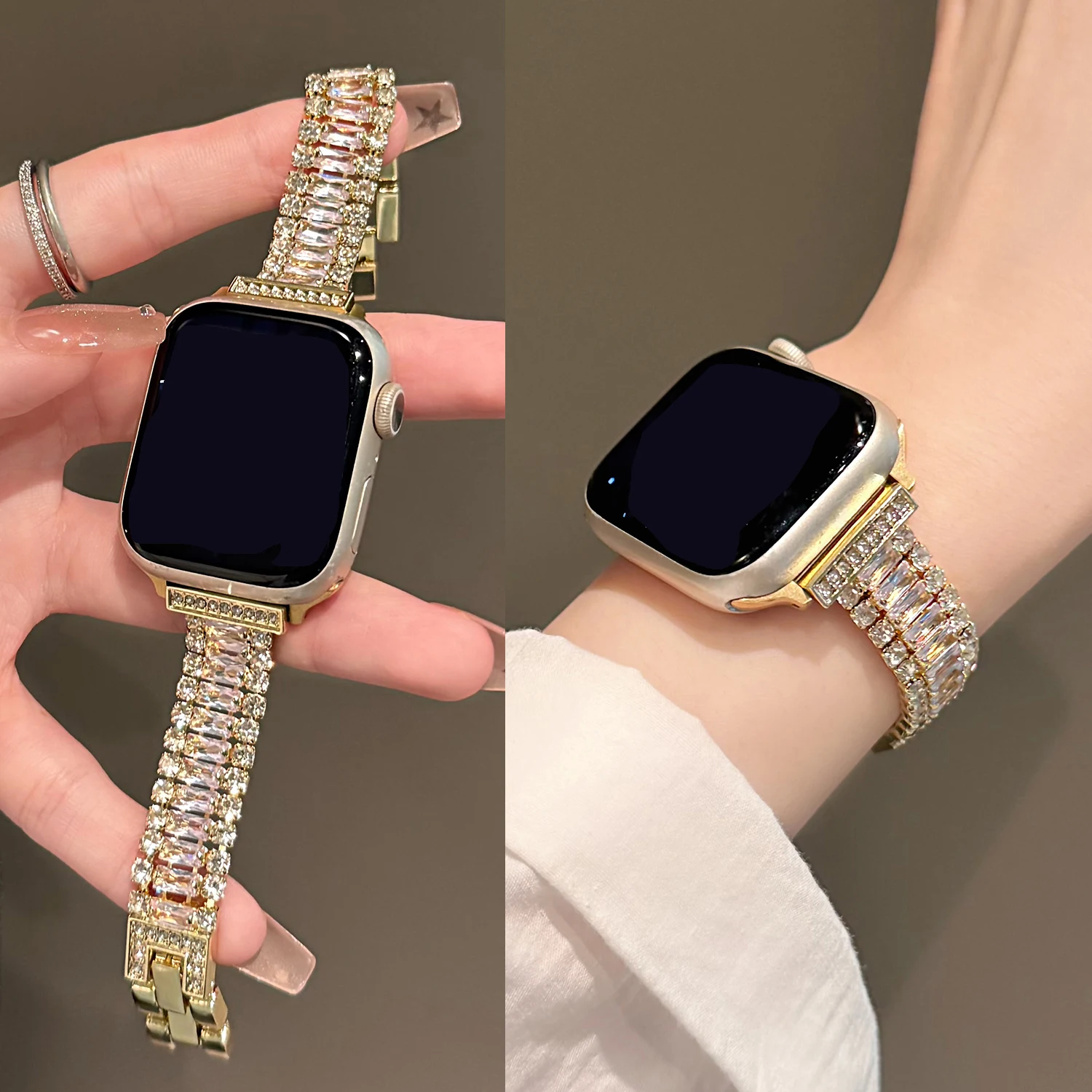 Фото Блестящий и стильный металлический ремешок для Xiaomi Band 8/9 Pro, женский ремешок, подходит для Redmi Watch 4 5, универсальный ремешок 18, 20, 22 мм №1
