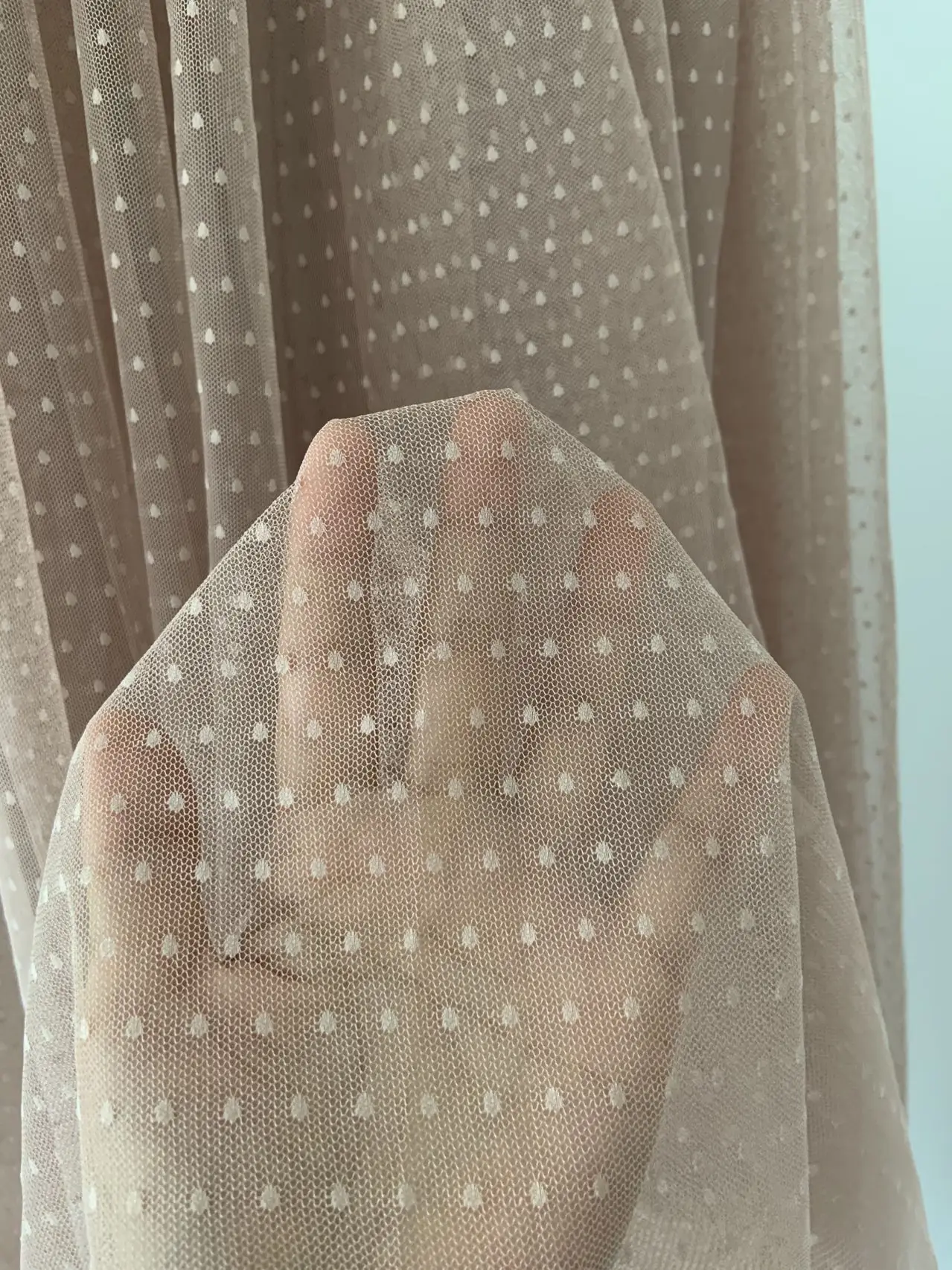 5 ярдов коричнево-коричневая тюлевая кружевная ткань с сеткой в горошек для штор