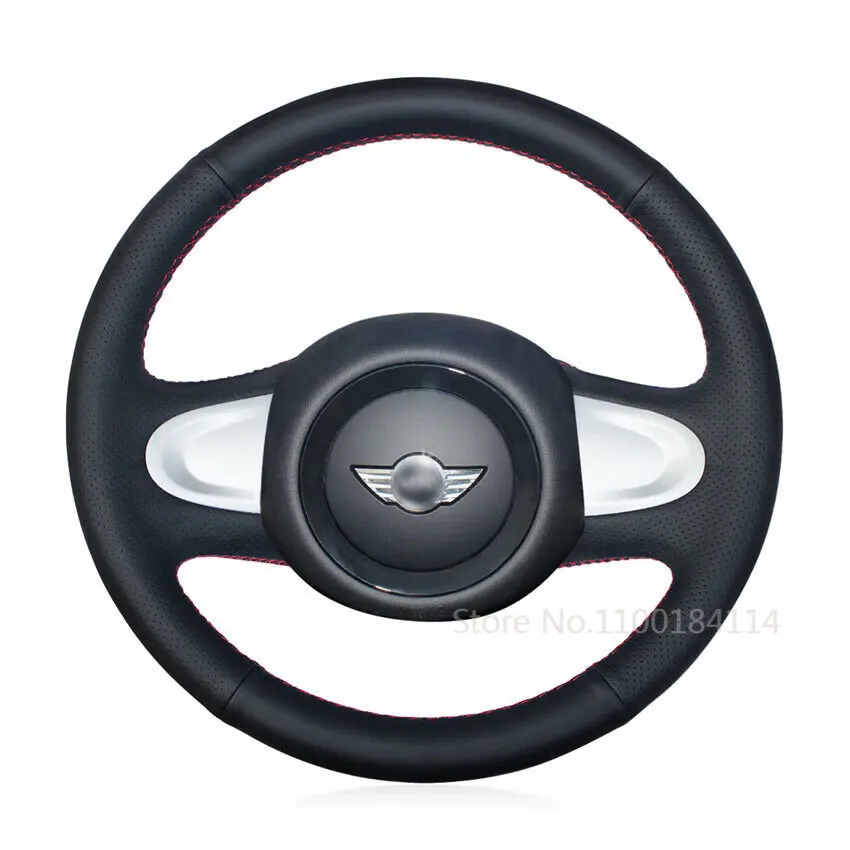 

Черный мягкий удобный чехол на руль автомобиля из натуральной кожи для мини-купе, аксессуары для интерьера