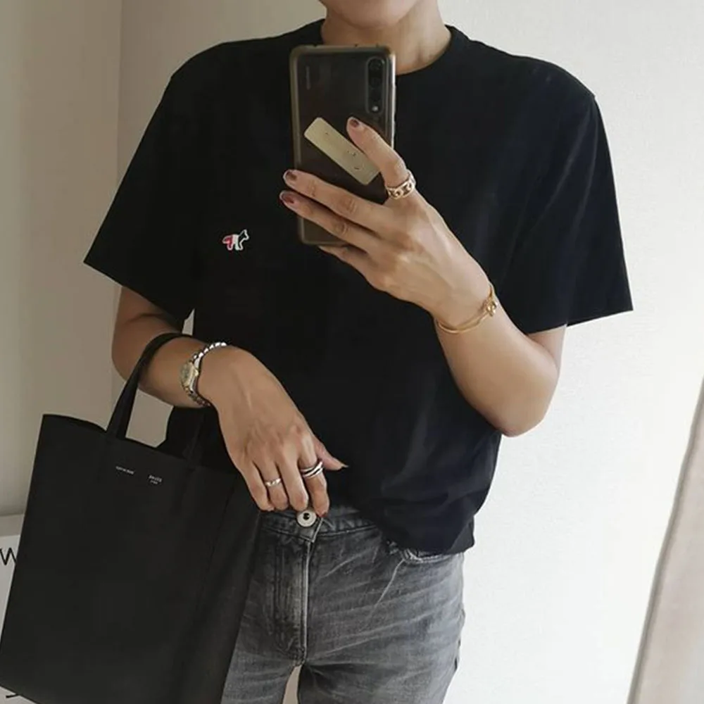 

Animal Summer Women T-Shirt Black Cartoon Fashion Simple Casual Girl Tees Preppy Style Streetwear Sports Office Lady Dating Tops
