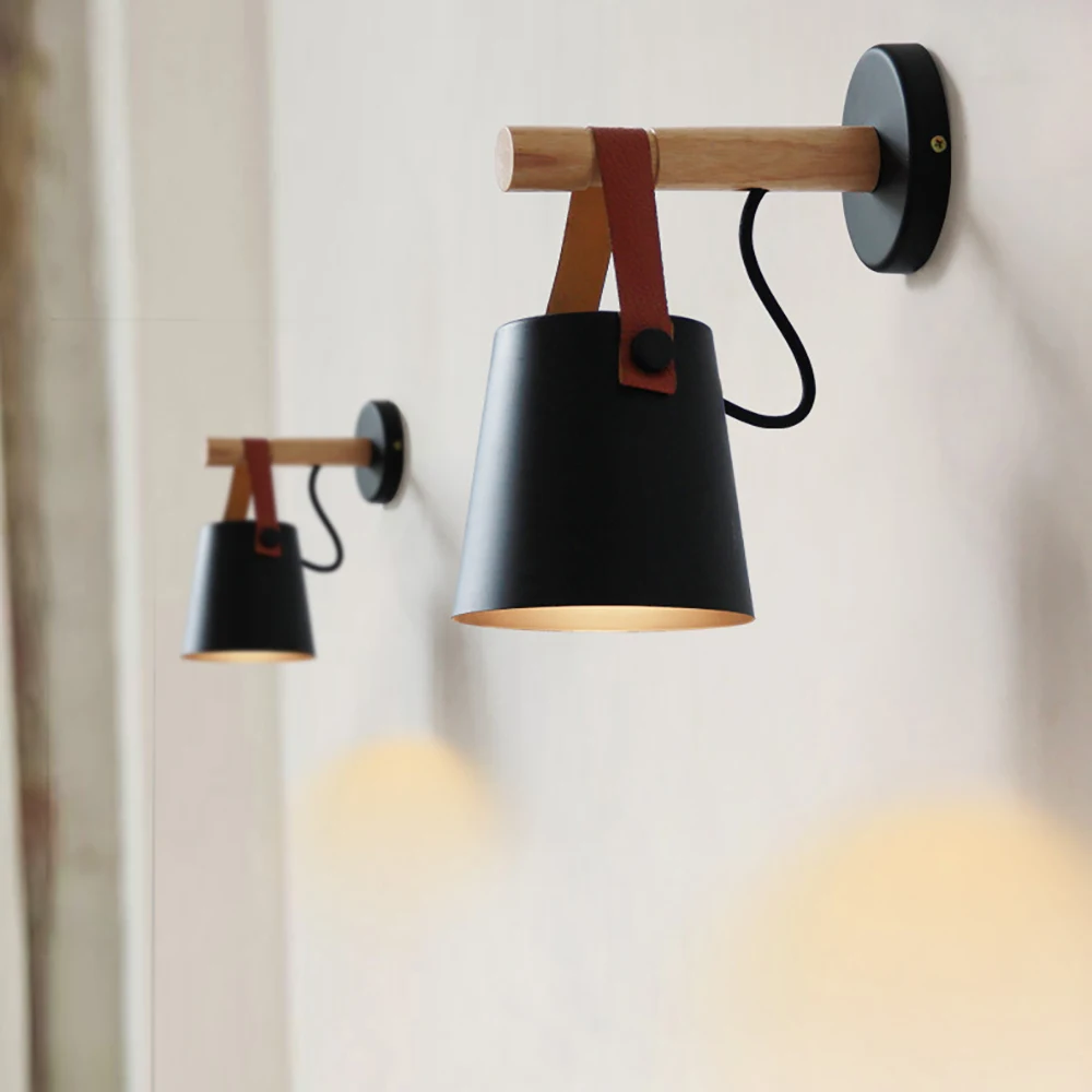 

Настенный светильник в скандинавском стиле с ремнем, современный минималистичный настенный светильник из массива дерева, комнатное домашнее декоративное бра для спальни, коридора, кабинета