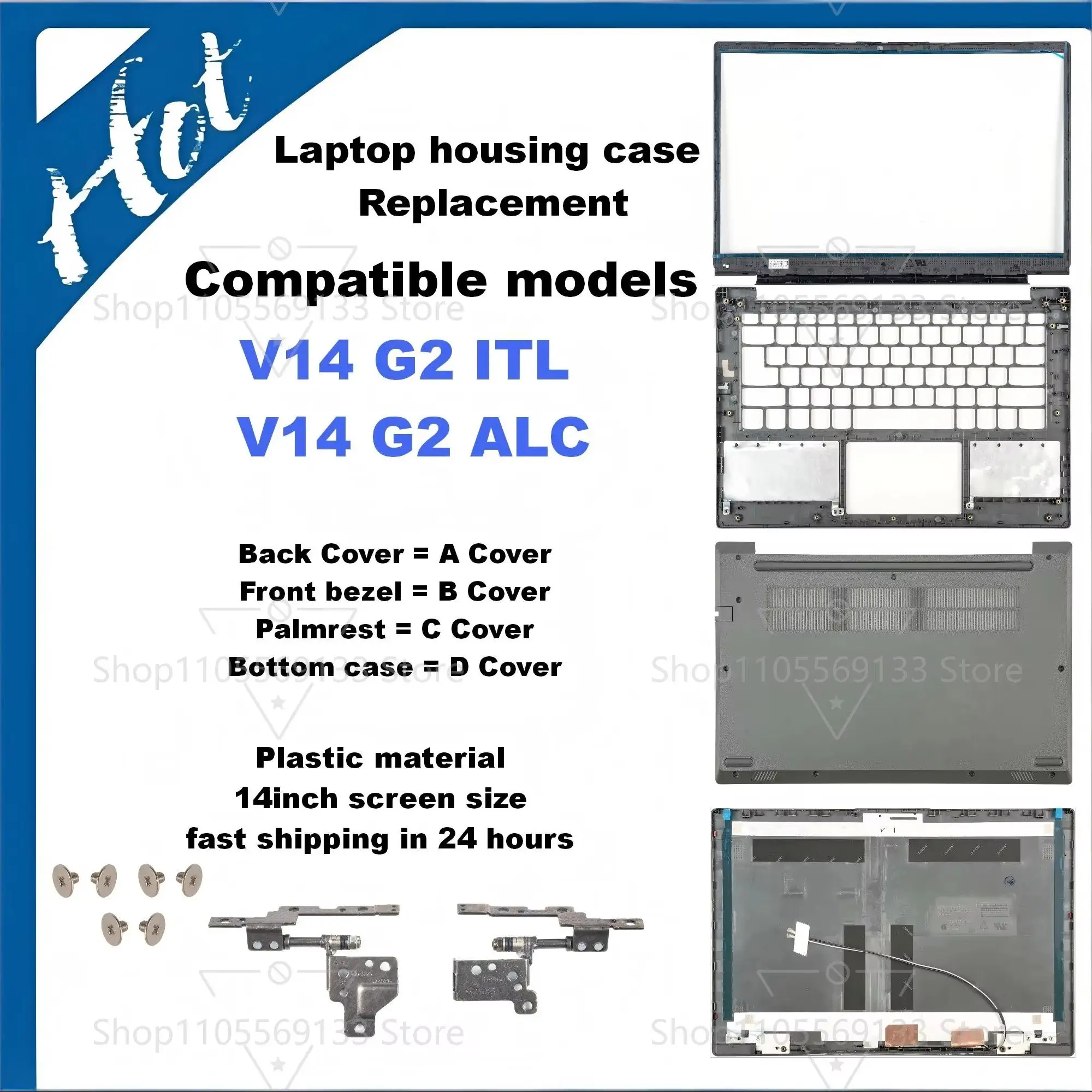 Фото Новая крышка корпуса ПК для V14 G2 ITL V14 G2 ALC, задняя крышка ЖК-дисплея, передняя рамка, подставка для рук, верхняя и нижняя части, AP21R000310 HV460, серый цвет №1