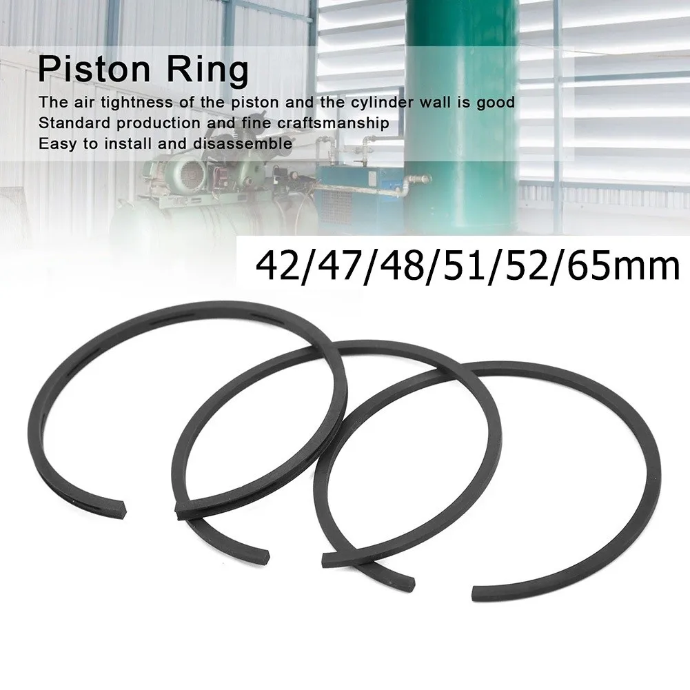 

New 3pcs 42mm 47mm 48mm 51mm 52mm 65mm Piston Ring Pneumatic Parts For Air Compressor Cylinder Replacement Tools